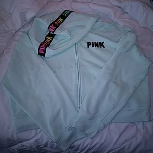 Pink Zip Up Crop Hoodie